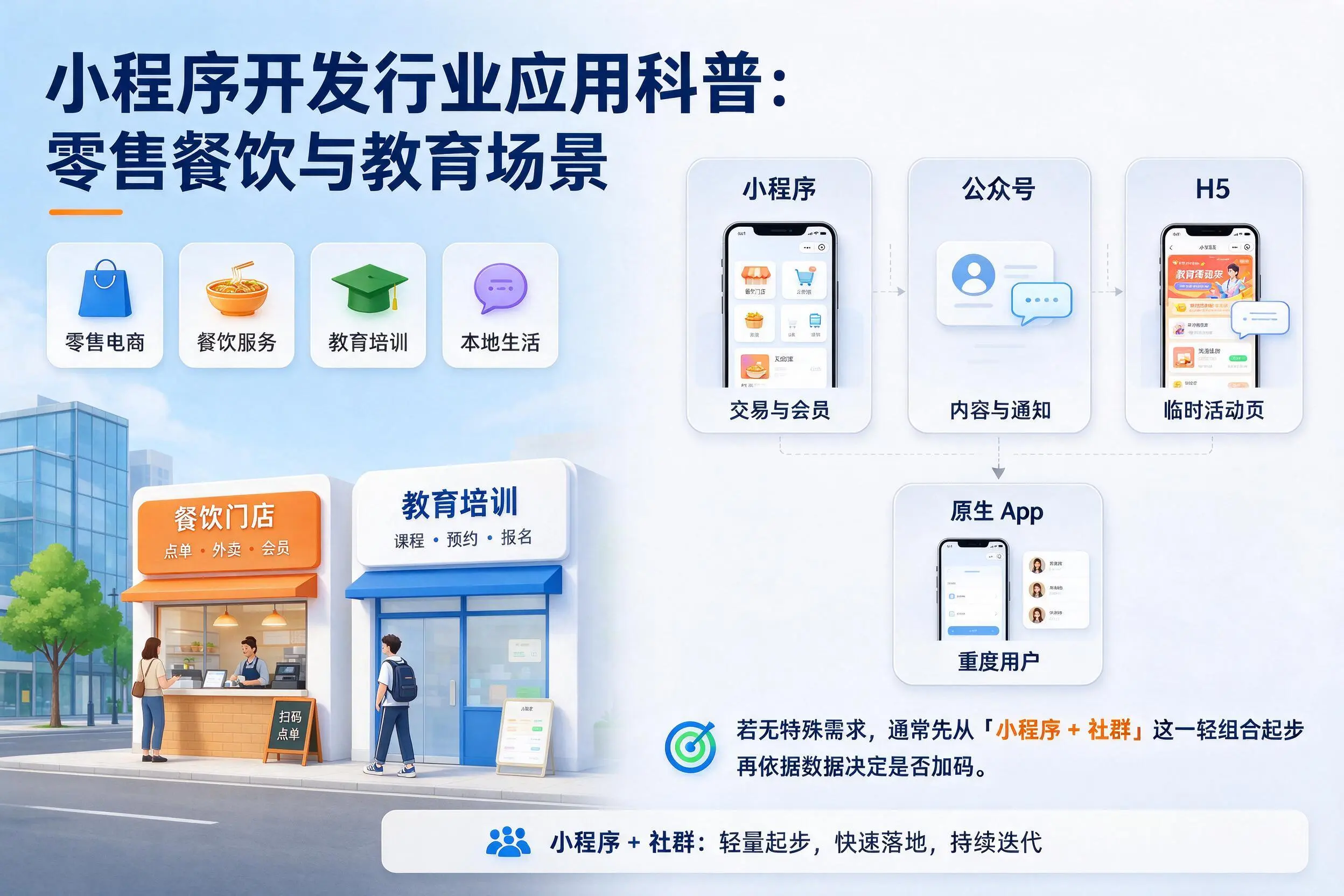 葫芦岛小程序开发行业应用科普:零售餐饮与教育场景
