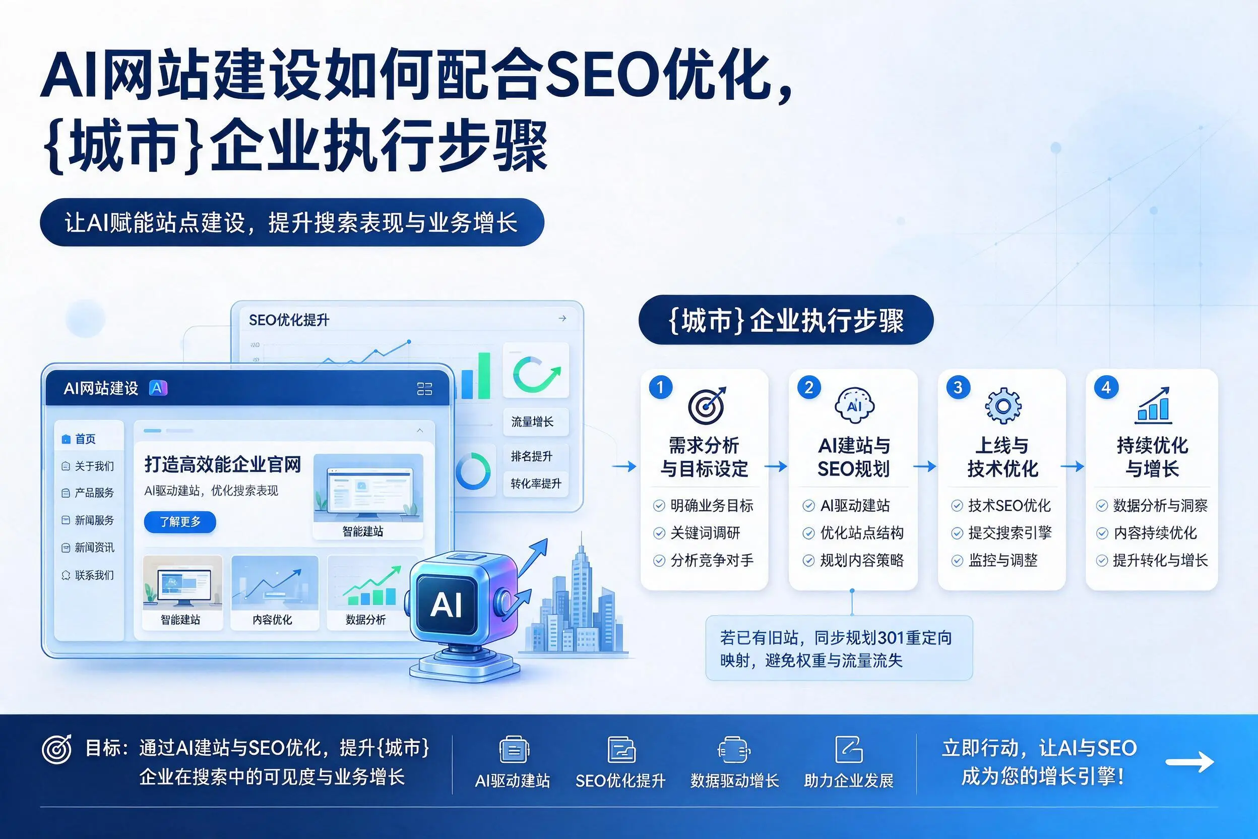 AI网站建设如何配合SEO优化，葫芦岛企业执行步骤