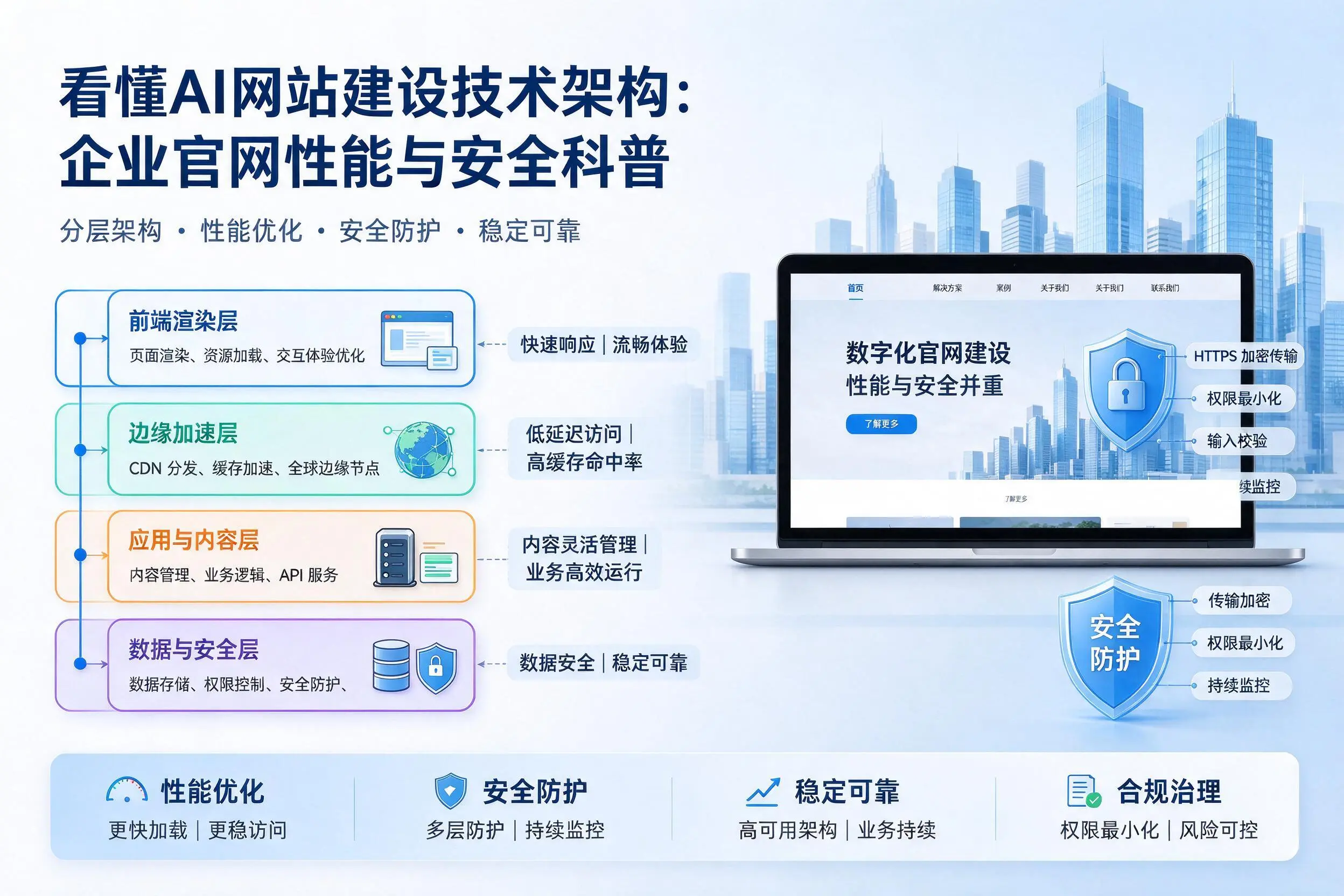 看懂AI网站建设技术架构：葫芦岛企业官网性能与安全科普