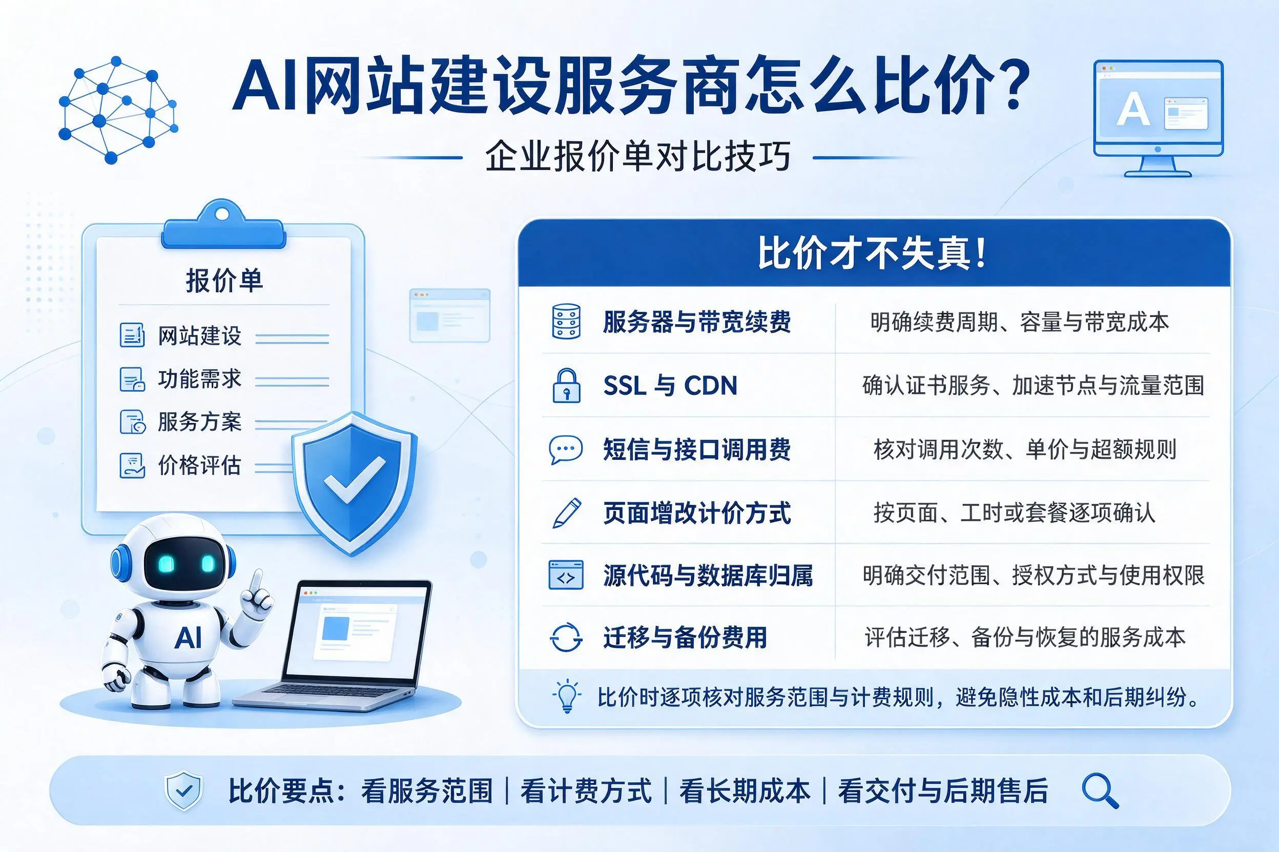 AI网站建设服务商怎么比价?葫芦岛企业报价单对比技巧