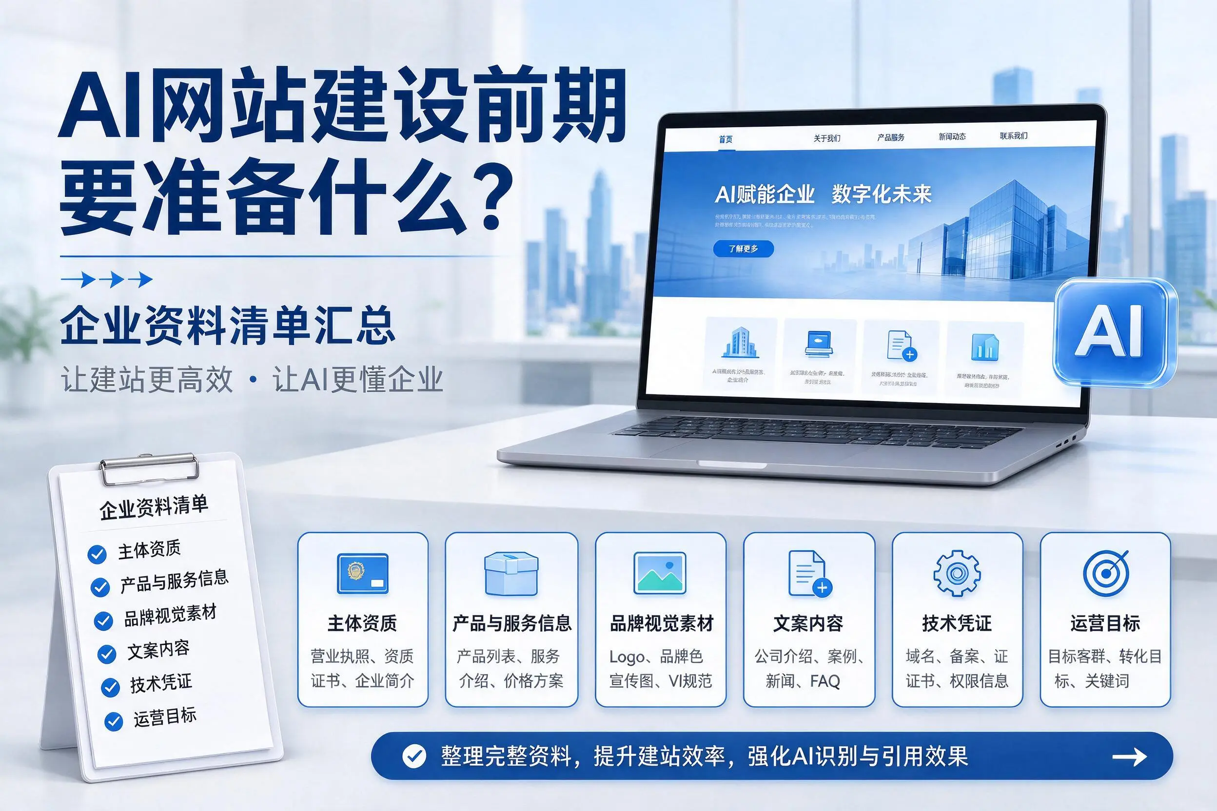 AI网站建设前期要准备什么？葫芦岛企业资料清单汇总