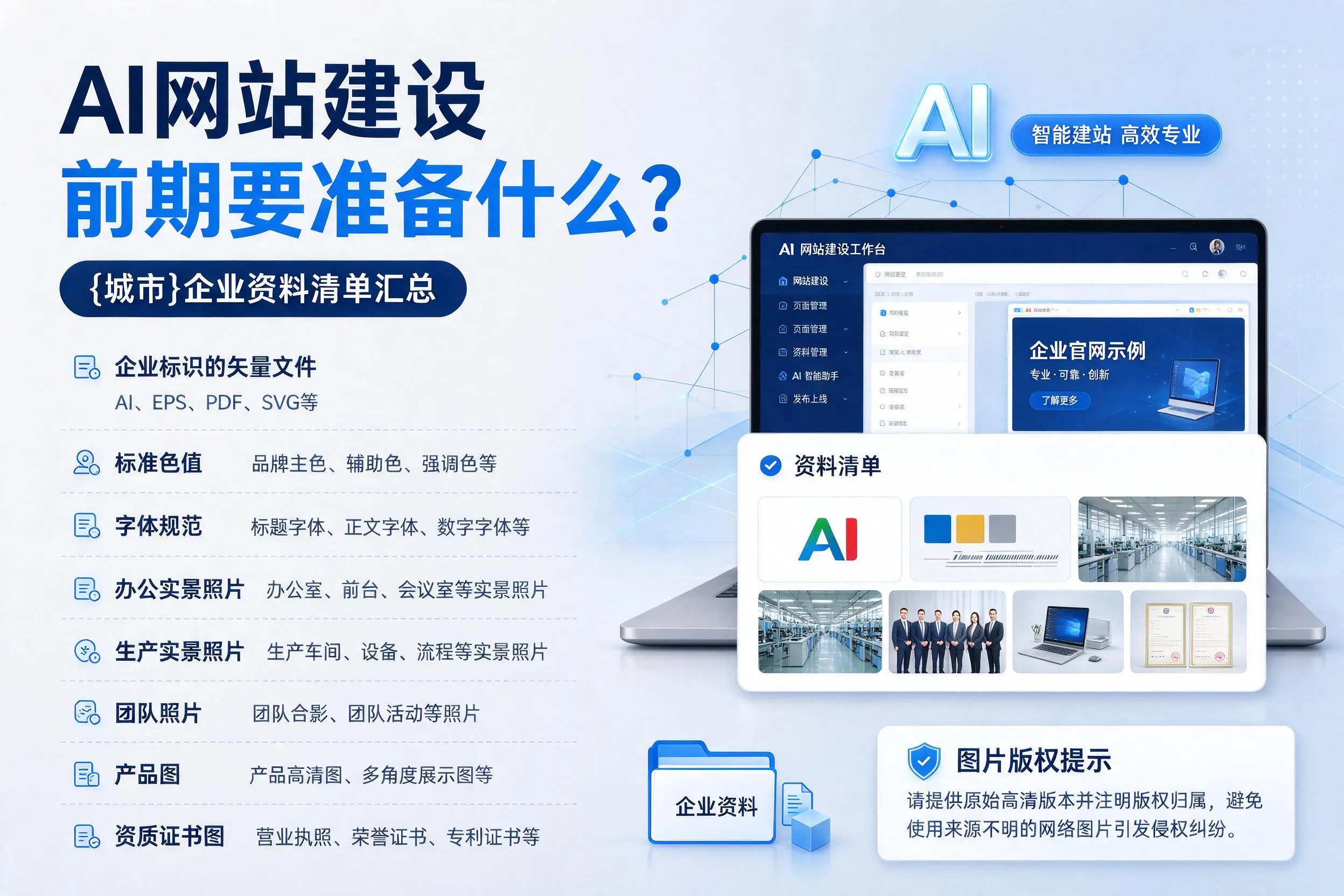AI网站建设前期要准备什么？葫芦岛企业资料清单汇总